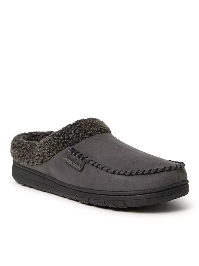 Мужские домашние тапочки-клоги Moccasin Toe из микро-замши Dearfoams — изображение 1 из 5, серый