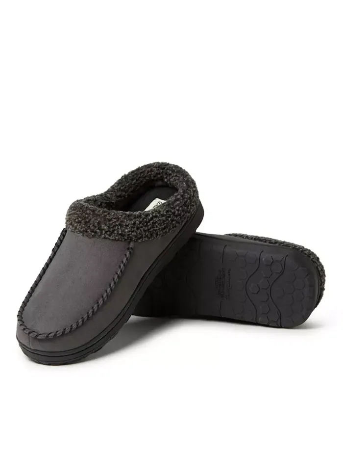 Мужские домашние тапочки-клоги Moccasin Toe из микро-замши Dearfoams — изображение 5 из 5, серый