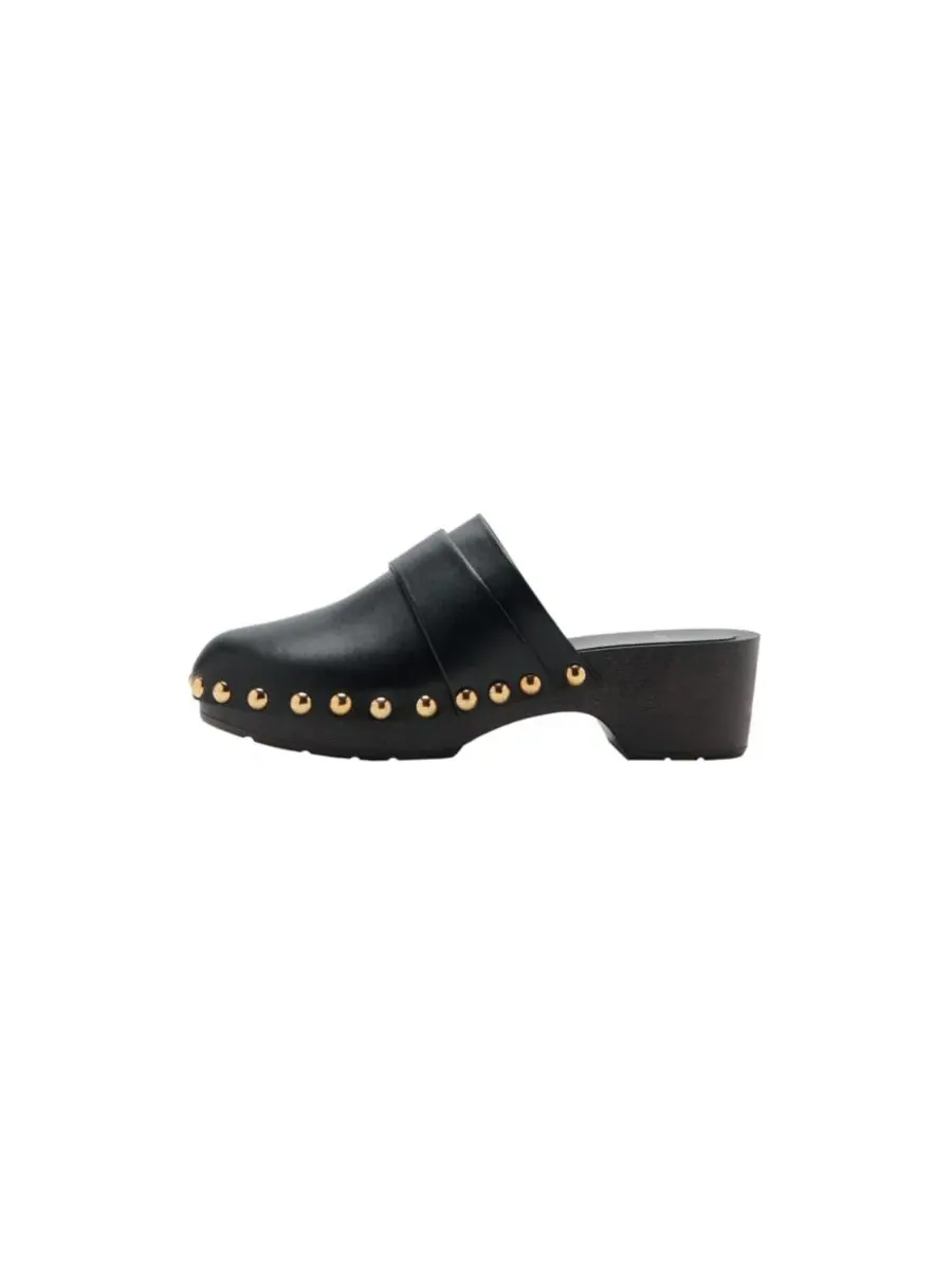 Клоги из козлиной кожи с шипами, Mango — изображение 2 из 3, черный