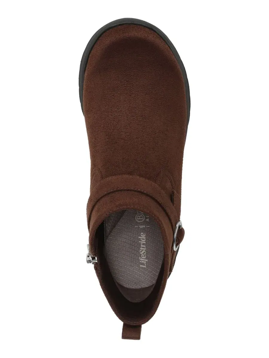 Ботинки-ботильоны на низком каблуке с молнией Guilder Zip Round Toe Short Boots LifeStride — изображение 4 из 5, коричневый