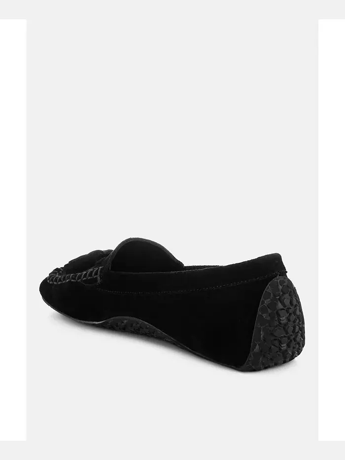 Кипстар Лоферы с круглым носком и кисточками из замши Rag & Co — изображение 2 из 3, черный