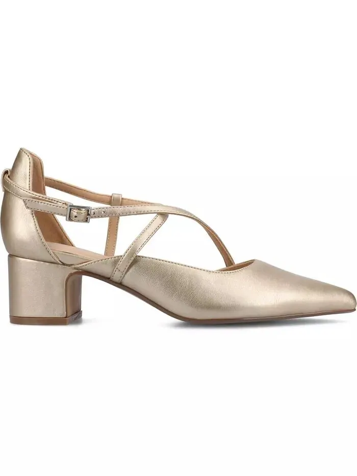 Женские туфли-лодочки Galvinn Crisscross с острым носком Journee Collection — изображение 2 из 6, шампань