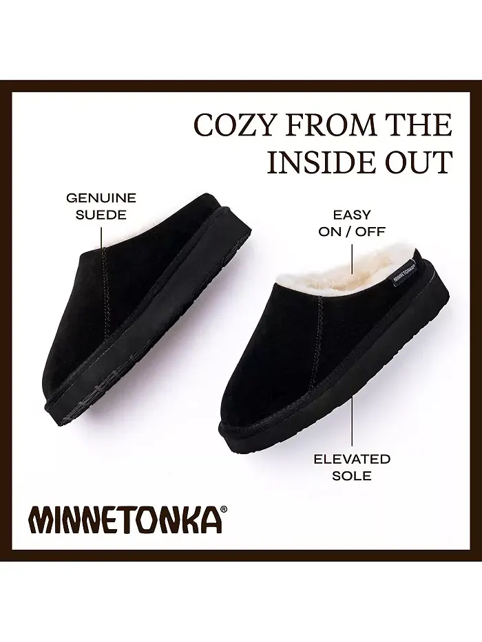 Женские замшевые тапочки Coze Around Clog Minnetonka — изображение 2 из 6, черный