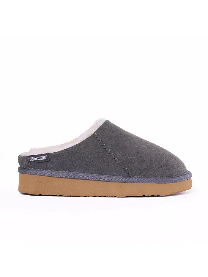 Женские замшевые тапочки Coze Around Clog Minnetonka — изображение 6 из 6, серый