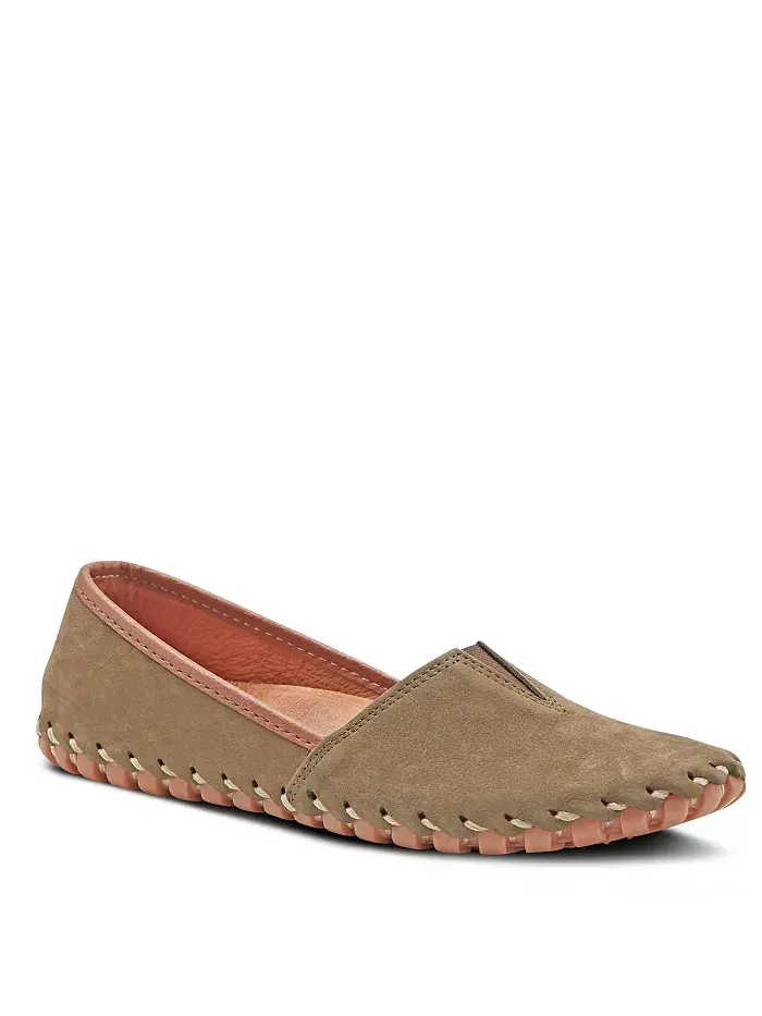 Kathaleta Suede Slip-On Comfort Туфли на плоской подошвеs с V-образной эластичной выемкой