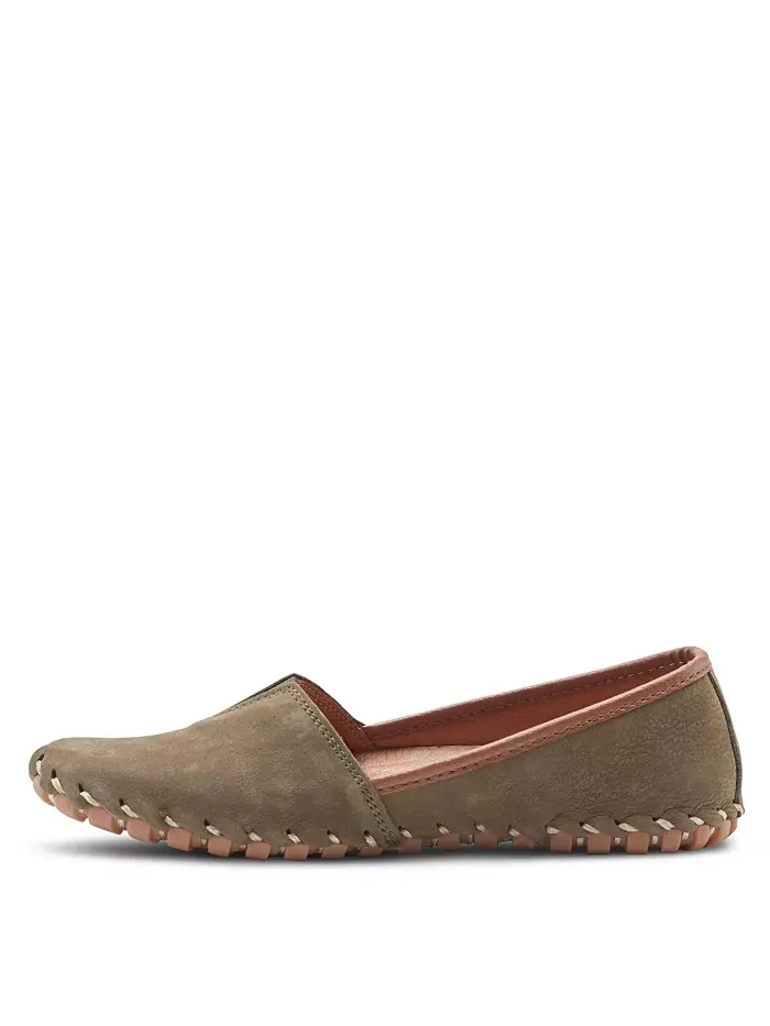 Kathaleta Suede Slip-On Comfort Туфли на плоской подошвеs с V-образной эластичной выемкой — изображение 2 из 6, зеленый