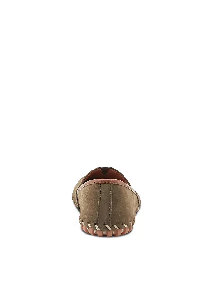 Kathaleta Suede Slip-On Comfort Туфли на плоской подошвеs с V-образной эластичной выемкой — изображение 4 из 6, зеленый