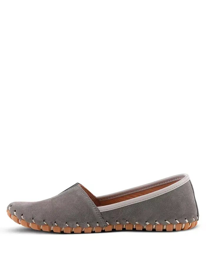 Kathaleta Suede Slip-On Comfort Туфли на плоской подошвеs с V-образной эластичной выемкой — изображение 2 из 6, серый