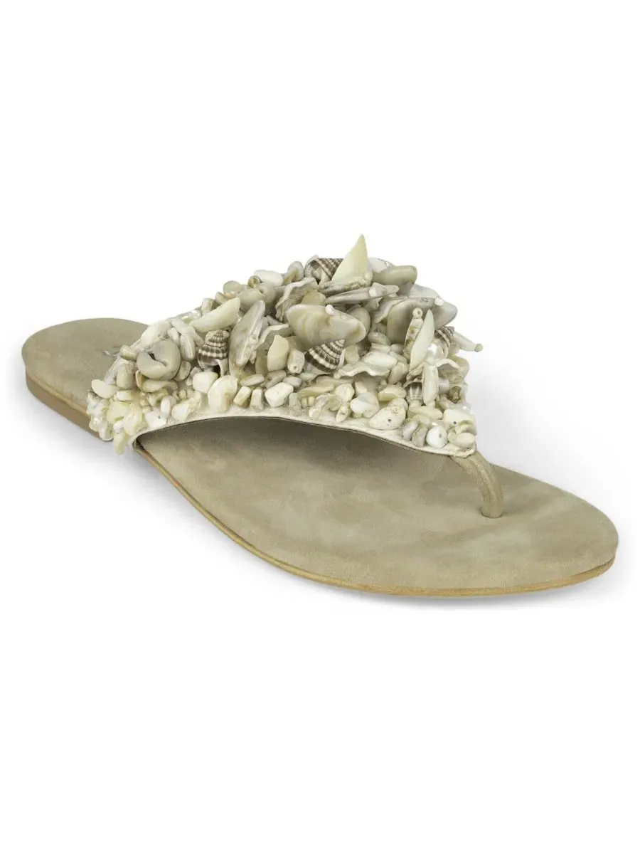Женские сандалии-вьетнамки Tidal Wave Shell Thong Flat Sandals Jeffrey Campbell — бежевый