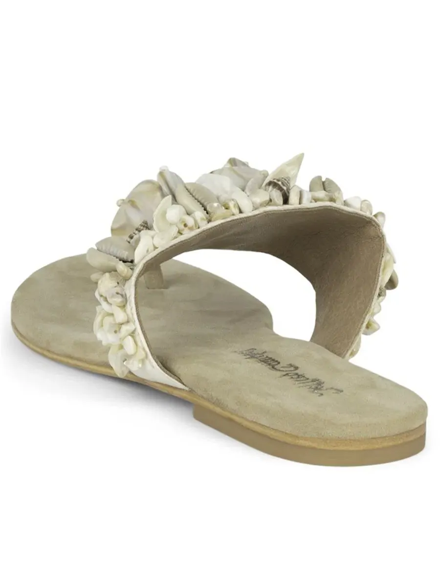 Женские сандалии-вьетнамки Tidal Wave Shell Thong Flat Sandals Jeffrey Campbell — изображение 3 из 5, бежевый