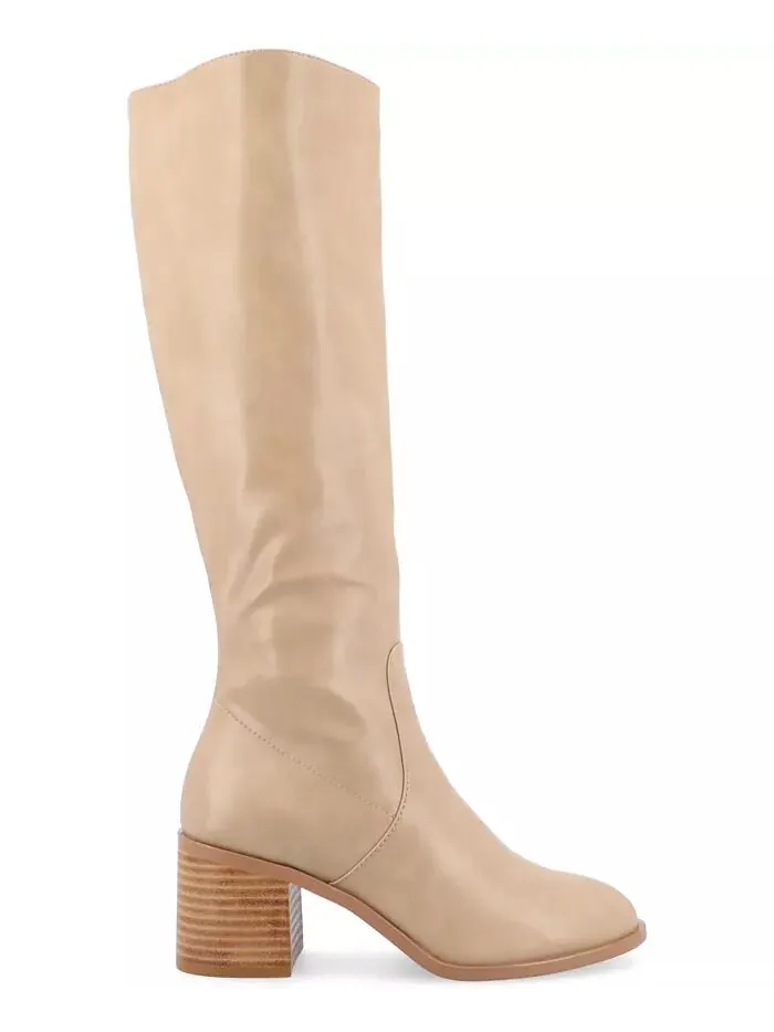 Женские сапоги Romilly Wide Width Round Toe Block Cabble High до колена Journee Collection — изображение 2 из 8, бежевый