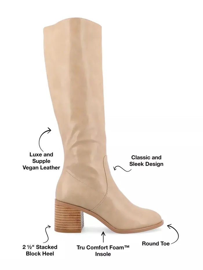 Женские сапоги Romilly Wide Width Round Toe Block Cabble High до колена Journee Collection — изображение 7 из 8, бежевый