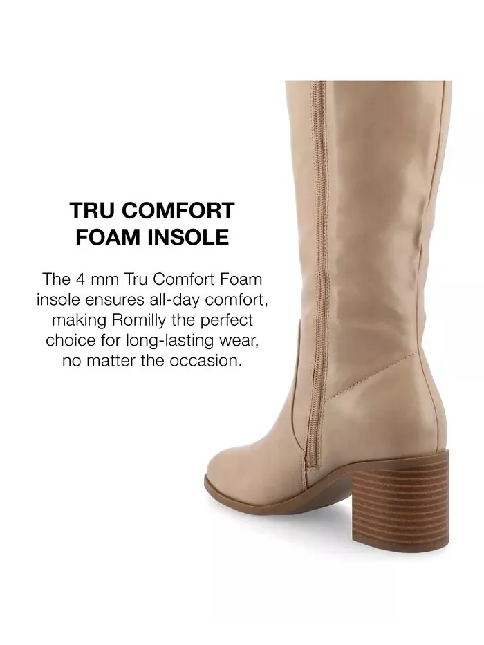 Женские сапоги Romilly Wide Width Round Toe Block Cabble High до колена Journee Collection — изображение 8 из 8, бежевый