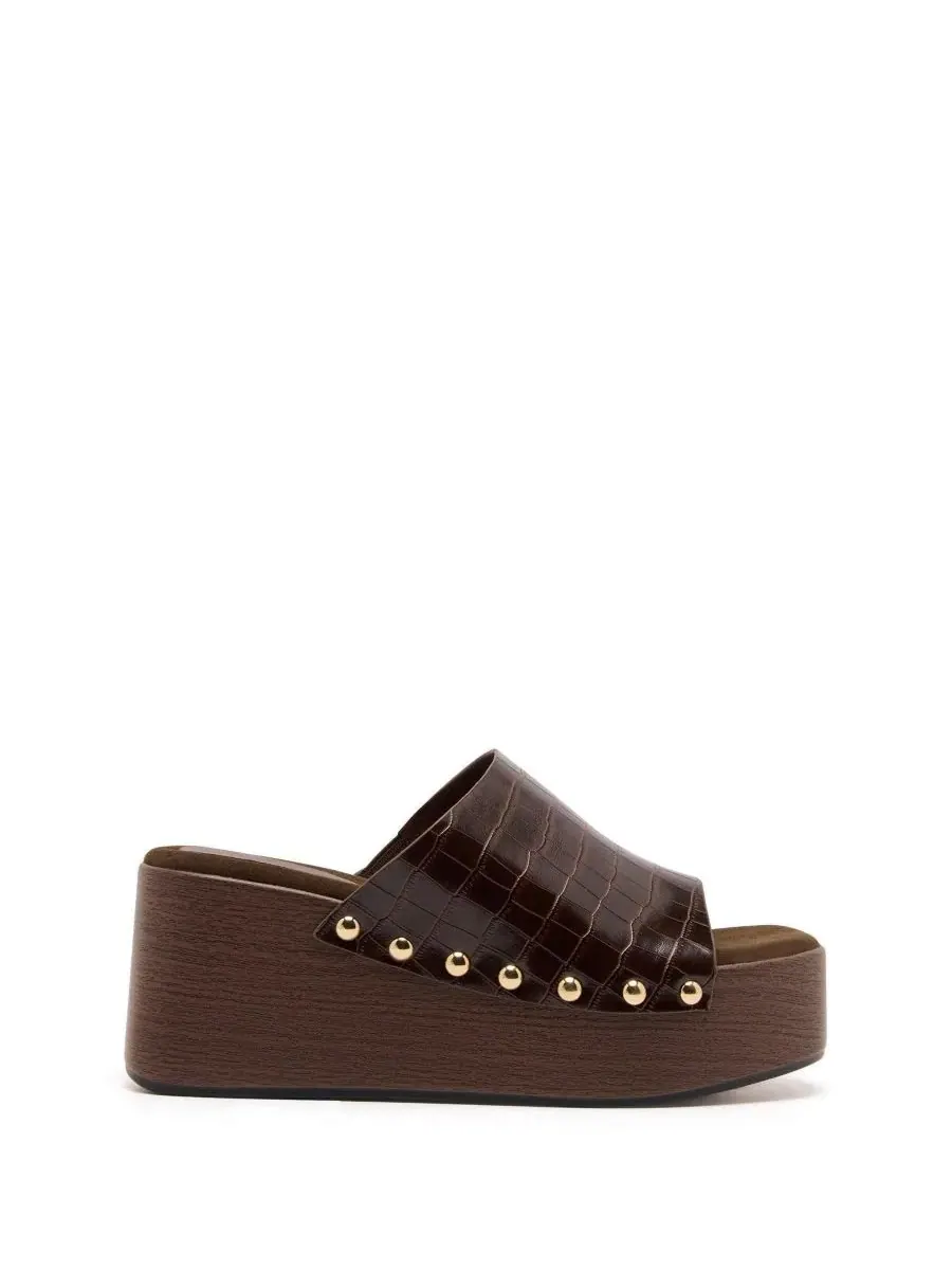 Клоги на платформе с цепочкой из ПУ Therapy Australia, Chocolate Croc Pu — изображение 2 из 5