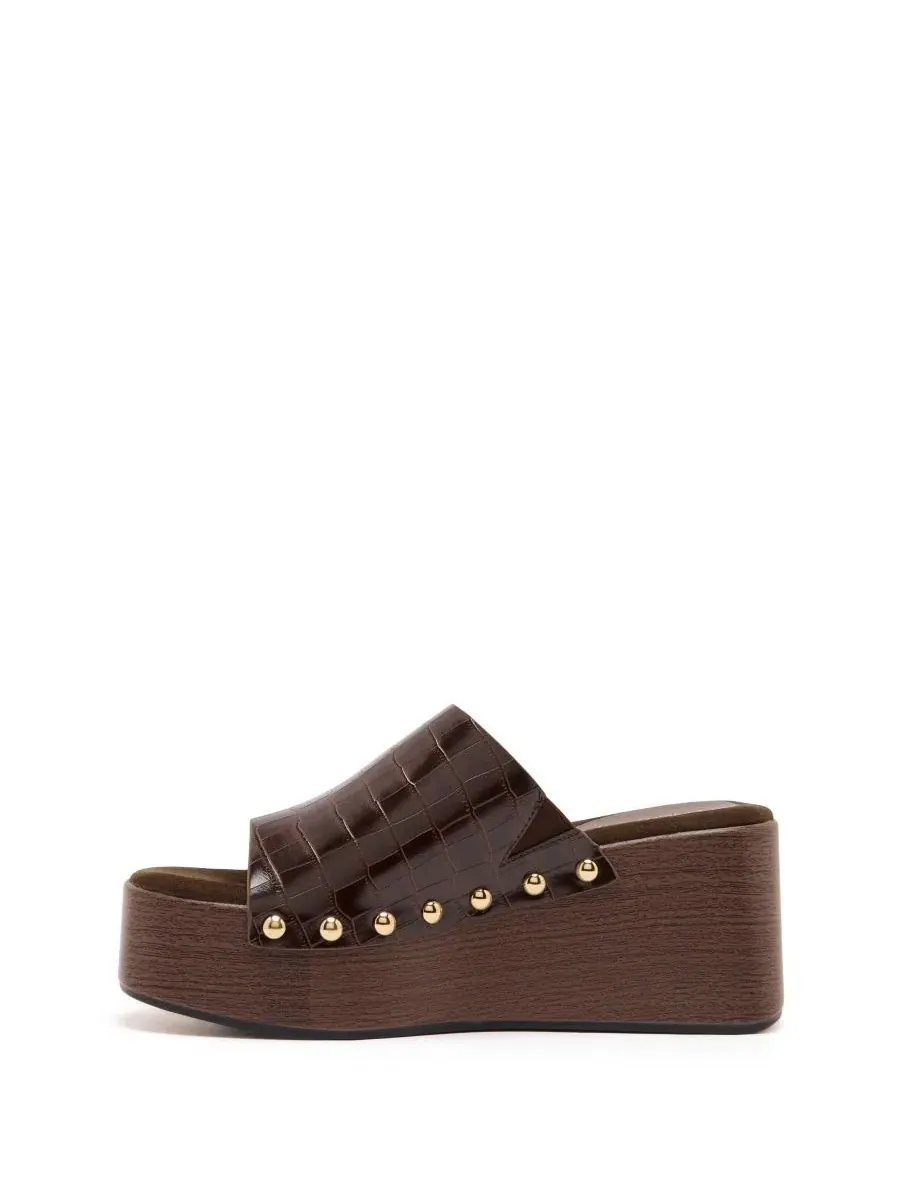 Клоги на платформе с цепочкой из ПУ Therapy Australia, Chocolate Croc Pu — изображение 4 из 5