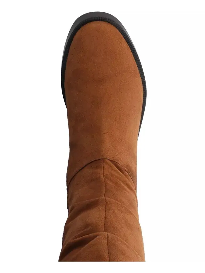 Женские сапоги Mirinda Wide Calf Stretch с оборками выше колена Journee Collection — изображение 4 из 8, коричневый