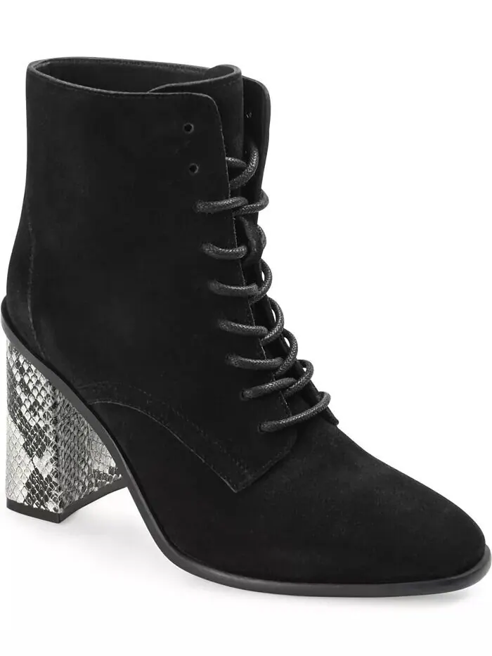 Женские ботильоны Edda Snake Print Block Heel со шнуровкой Journee Signature — черный
