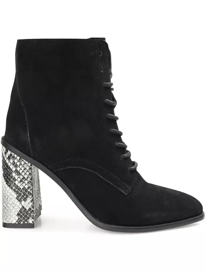 Женские ботильоны Edda Snake Print Block Heel со шнуровкой Journee Signature — изображение 2 из 10, черный