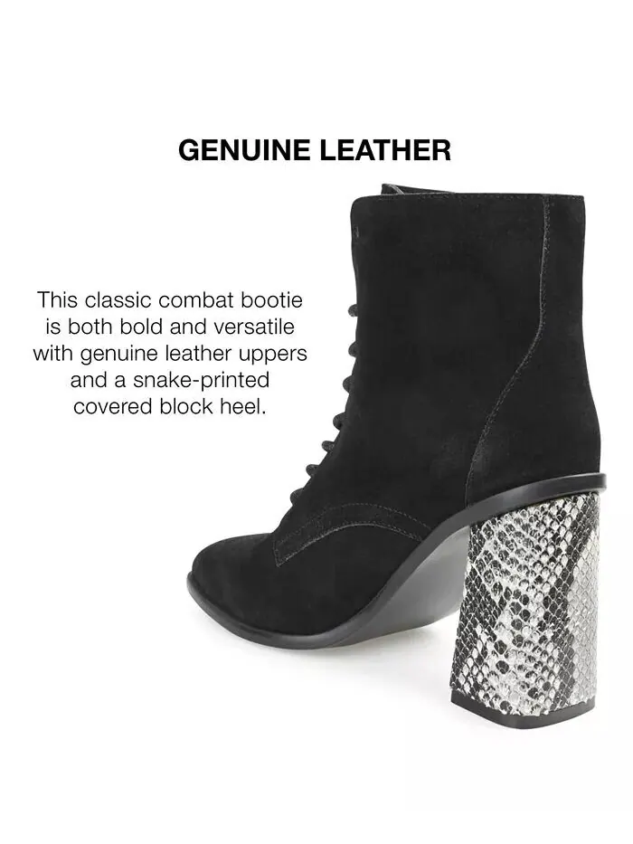 Женские ботильоны Edda Snake Print Block Heel со шнуровкой Journee Signature — изображение 8 из 10, черный