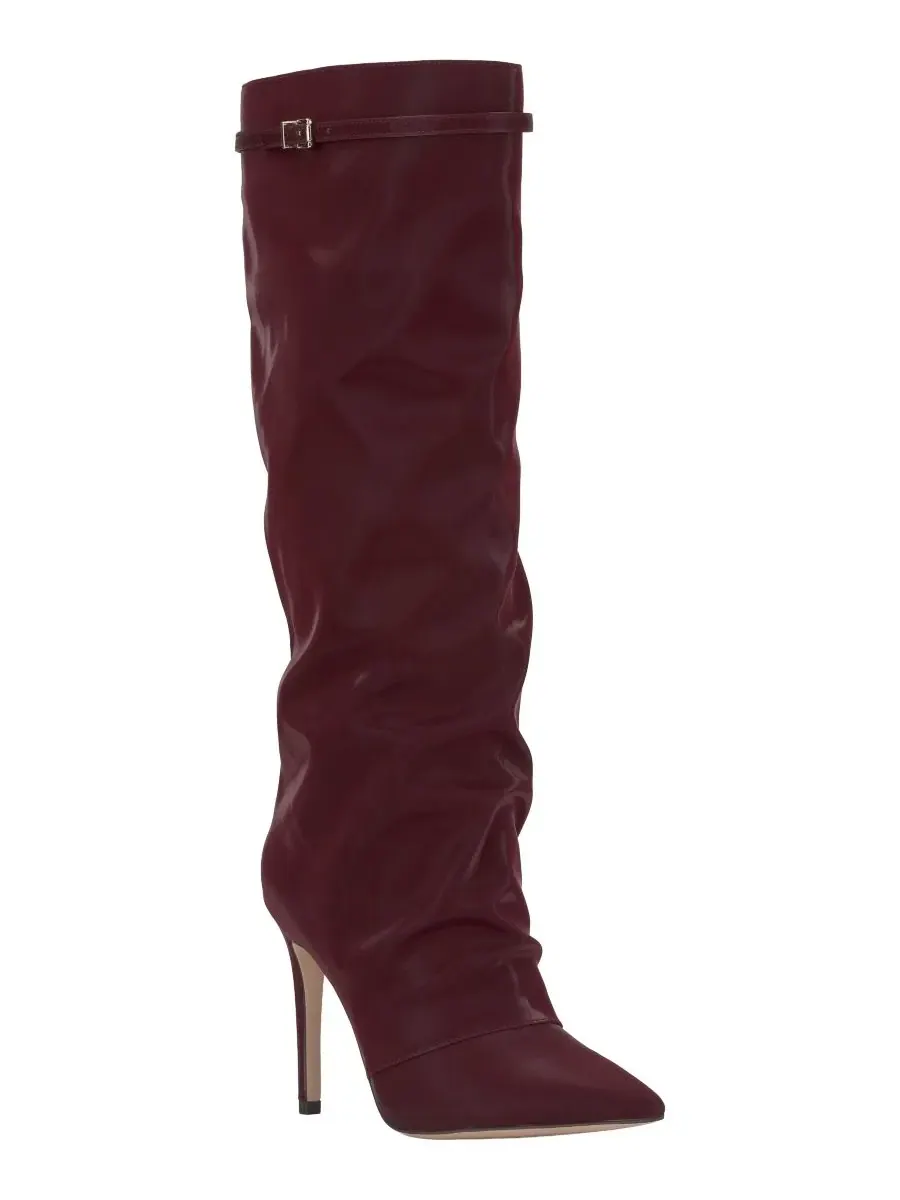 Ботинки на каблуке Paeril Tall Wide-Calf Slouch Stiletto Jessica Simpson, Dark Cherry Sateen — изображение 1 из 6