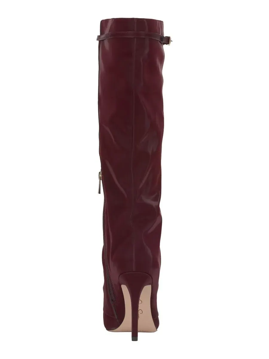 Ботинки на каблуке Paeril Tall Wide-Calf Slouch Stiletto Jessica Simpson, Dark Cherry Sateen — изображение 3 из 6