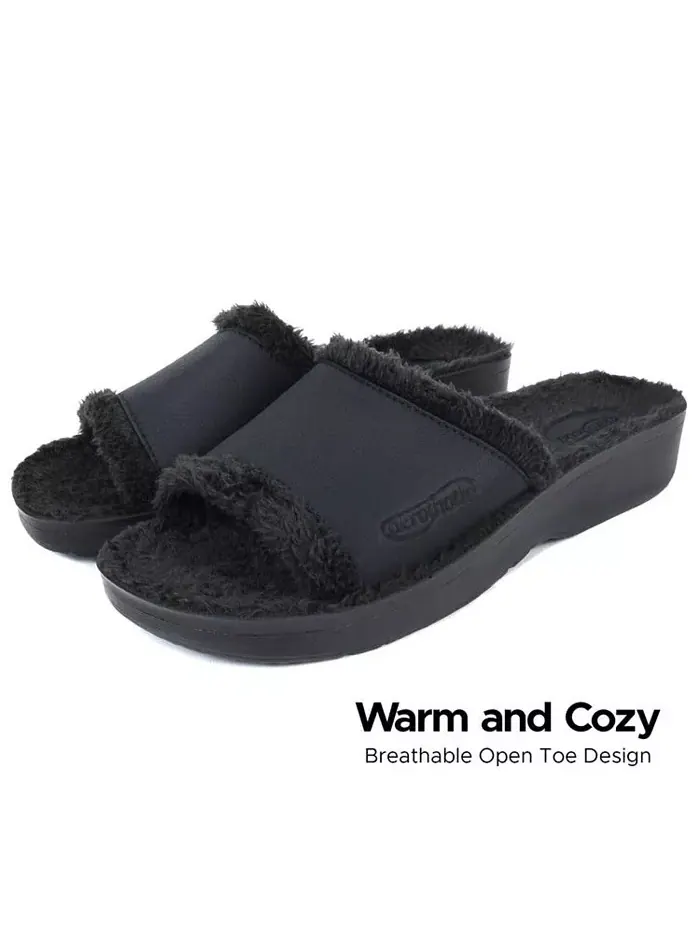 Женские слайды Aspen Fuzzy Strap с поддержкой свода стопы Aerothotic — изображение 2 из 5, черный