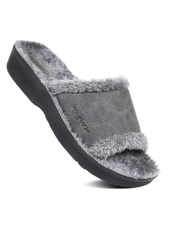 Женские слайды Aspen Fuzzy Strap с поддержкой свода стопы Aerothotic