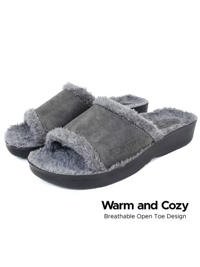 Женские слайды Aspen Fuzzy Strap с поддержкой свода стопы Aerothotic — изображение 3 из 5, серый