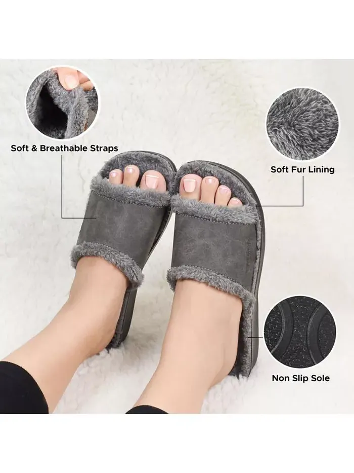 Женские слайды Aspen Fuzzy Strap с поддержкой свода стопы Aerothotic — изображение 5 из 5, серый
