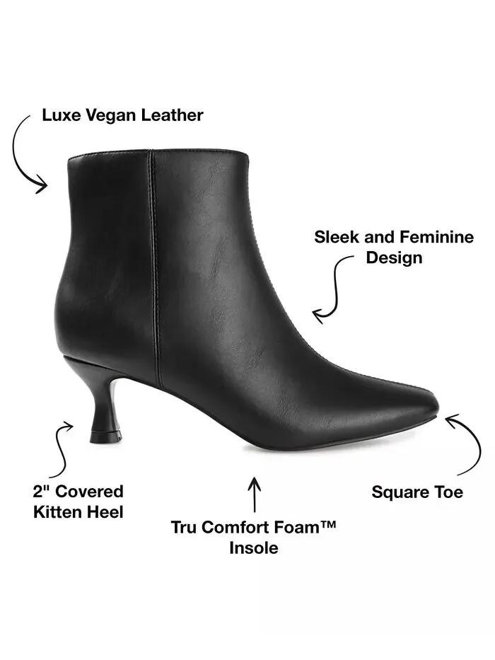 Женские ботильоны Kelssa Square Toe Kitten Heel Dress Booties Journee Collection — изображение 6 из 8, черный
