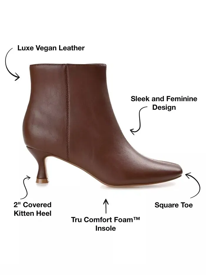 Женские ботильоны Kelssa Square Toe Kitten Heel Dress Booties Journee Collection — изображение 7 из 9, коричневый