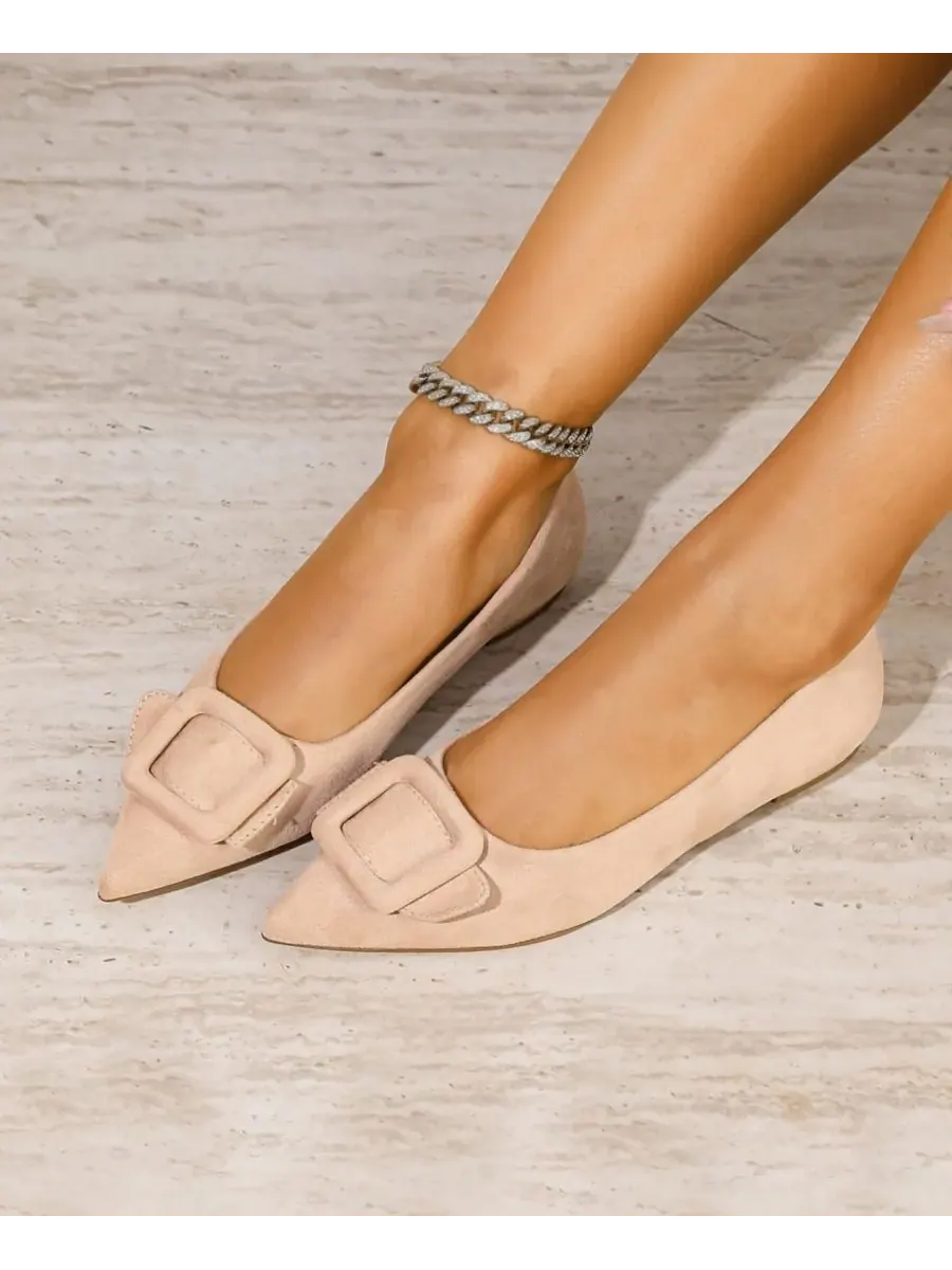 Женские балетки Rhianna Pointed Skimmer Flat BERNESS — изображение 5 из 5, бежевый