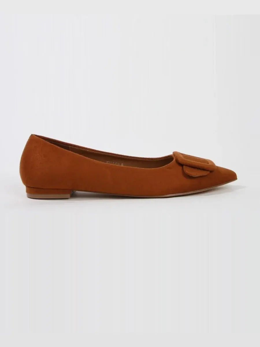 Женские балетки Rhianna Pointed Skimmer Flat BERNESS — изображение 2 из 5, верблюжий