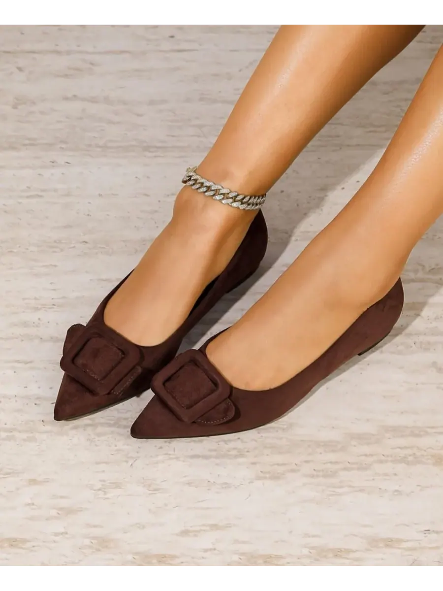 Женские балетки Rhianna Pointed Skimmer Flat BERNESS — изображение 5 из 5, коричневый