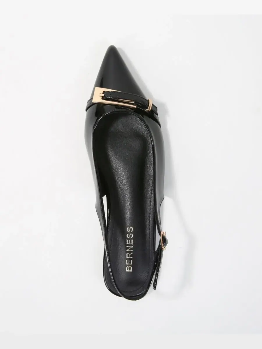 Туфли Chantal Pointed Toe Slingback Flats с удлиненной пряжкой BERNESS — изображение 4 из 6, черный