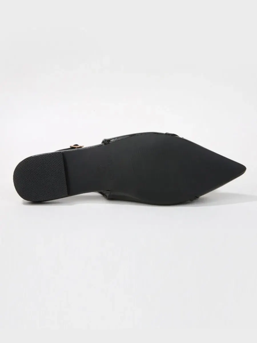 Туфли Chantal Pointed Toe Slingback Flats с удлиненной пряжкой BERNESS — изображение 5 из 6, черный