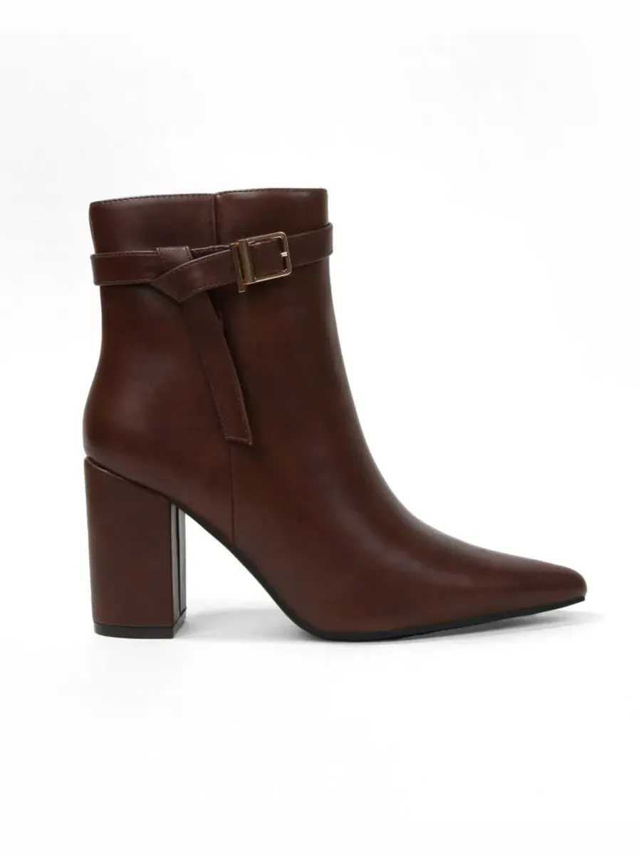 Женские ботильоны Blanche Pointed Toe Ankle Boots с пряжкой BERNESS — изображение 2 из 7, коричневый