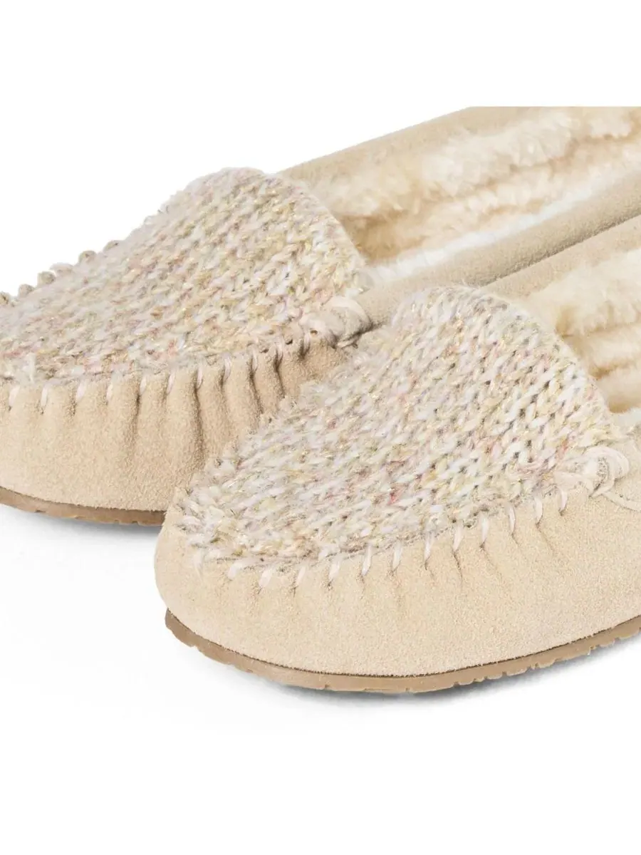 Женские тапочки-слипоны из замши с блестящим трикотажем, модель Cosi Venetian Suede Sparkle Knit — изображение 3 из 6