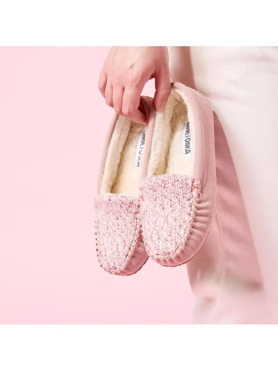 Женские тапочки-слипоны с блестящим трикотажем и меховой подкладкой Cosi Venetian Suede Sparkle — изображение 3 из 8, розовый