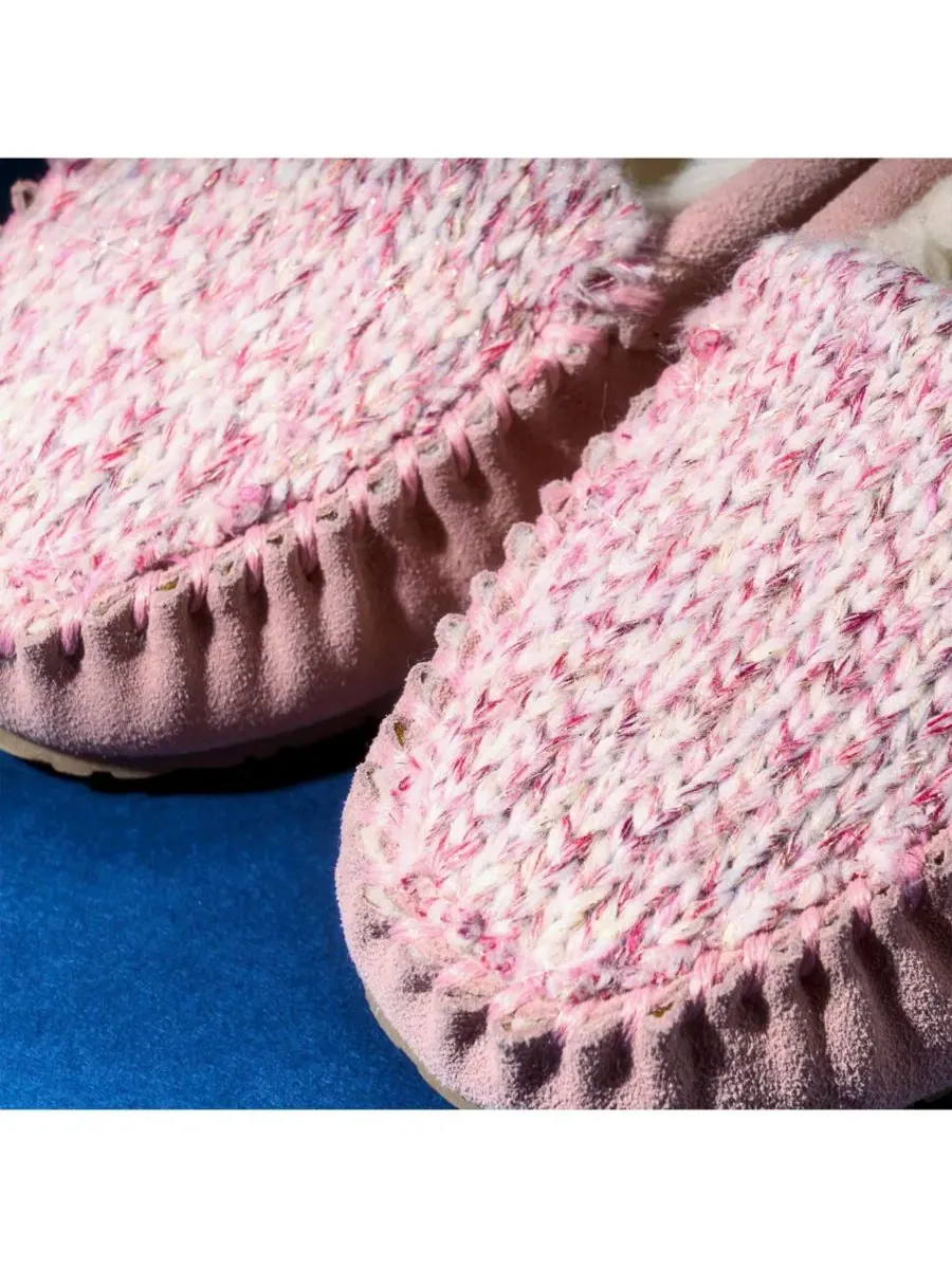 Женские тапочки-слипоны с блестящим трикотажем и меховой подкладкой Cosi Venetian Suede Sparkle — изображение 5 из 8, розовый