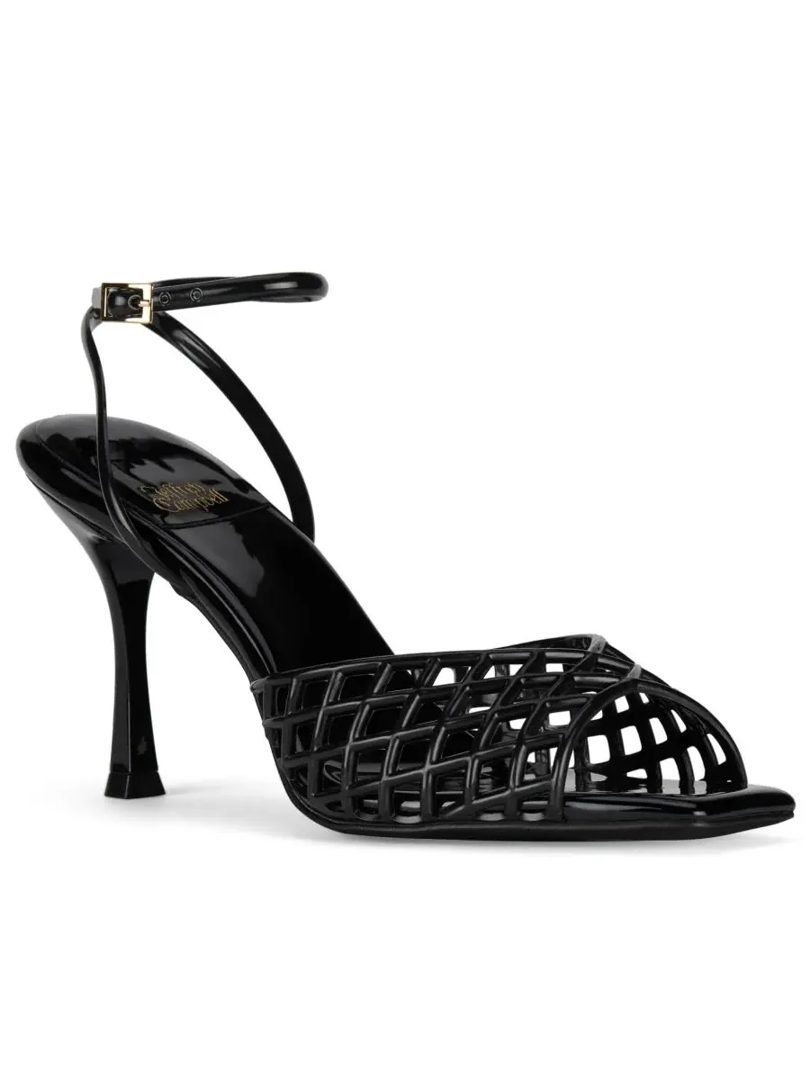Женские сандалии Lattix Caged Jelly на среднем каблуке Jeffrey Campbell — черный