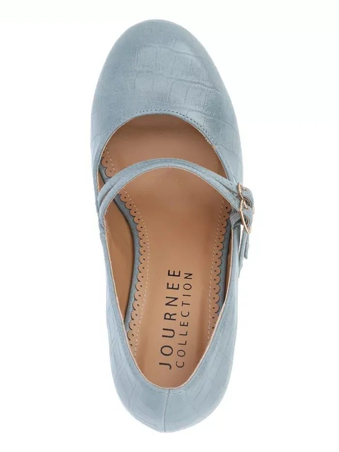 Женские туфли Mary Jane Windy Double Strap на каблуке Journee Collection — изображение 4 из 10, синий
