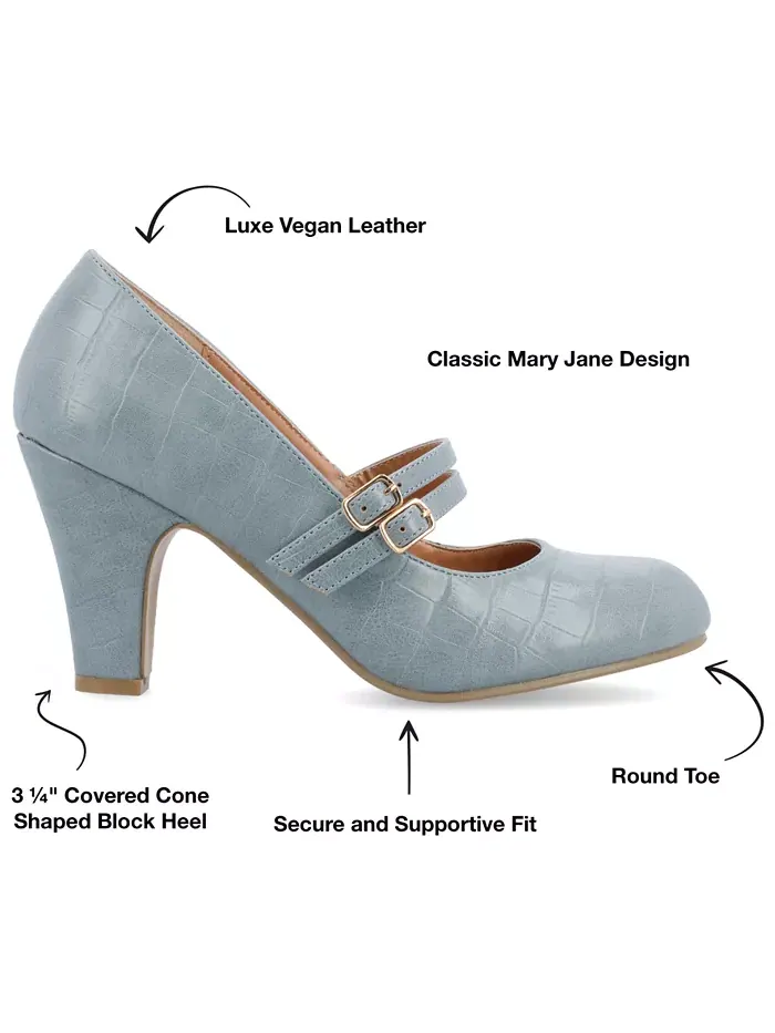 Женские туфли Mary Jane Windy Double Strap на каблуке Journee Collection — изображение 6 из 10, синий