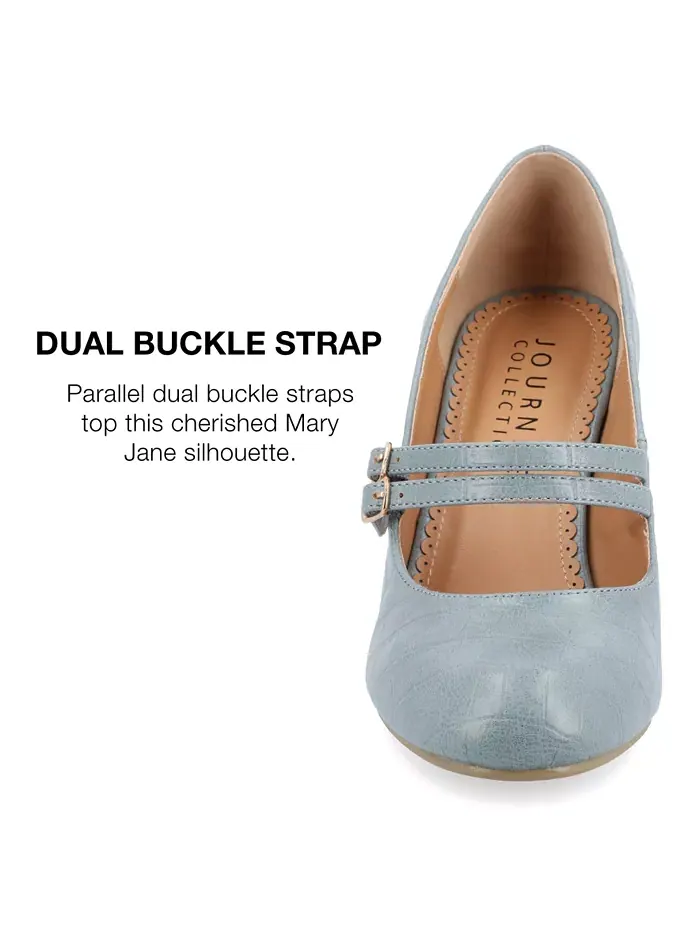 Женские туфли Mary Jane Windy Double Strap на каблуке Journee Collection — изображение 7 из 10, синий