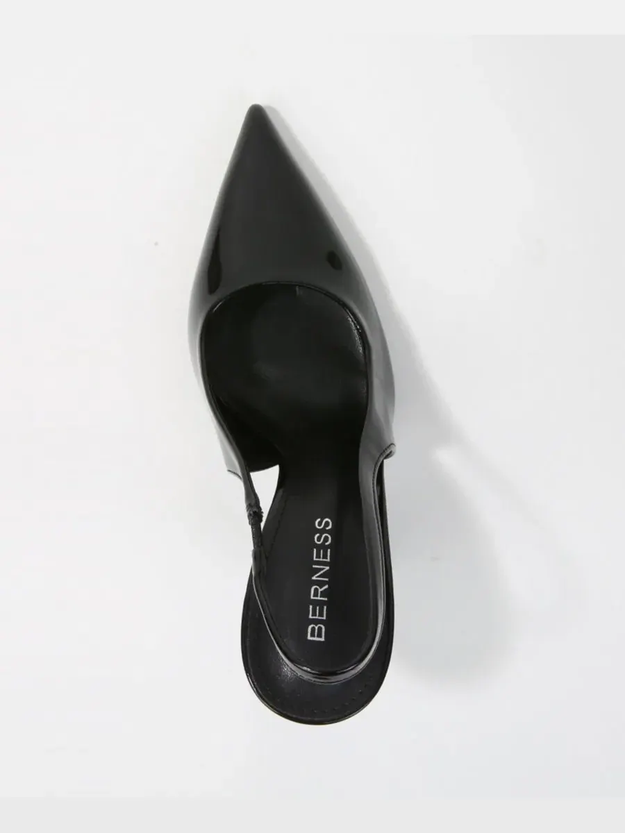 Туфли-лодочки с ремешком и острым носком на каблуке-шпильке Crescentia Patent Slingback Stiletto — изображение 4 из 6, черный