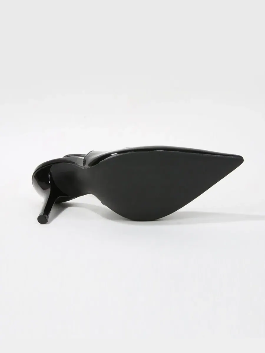Туфли-лодочки с ремешком и острым носком на каблуке-шпильке Crescentia Patent Slingback Stiletto — изображение 5 из 6, черный