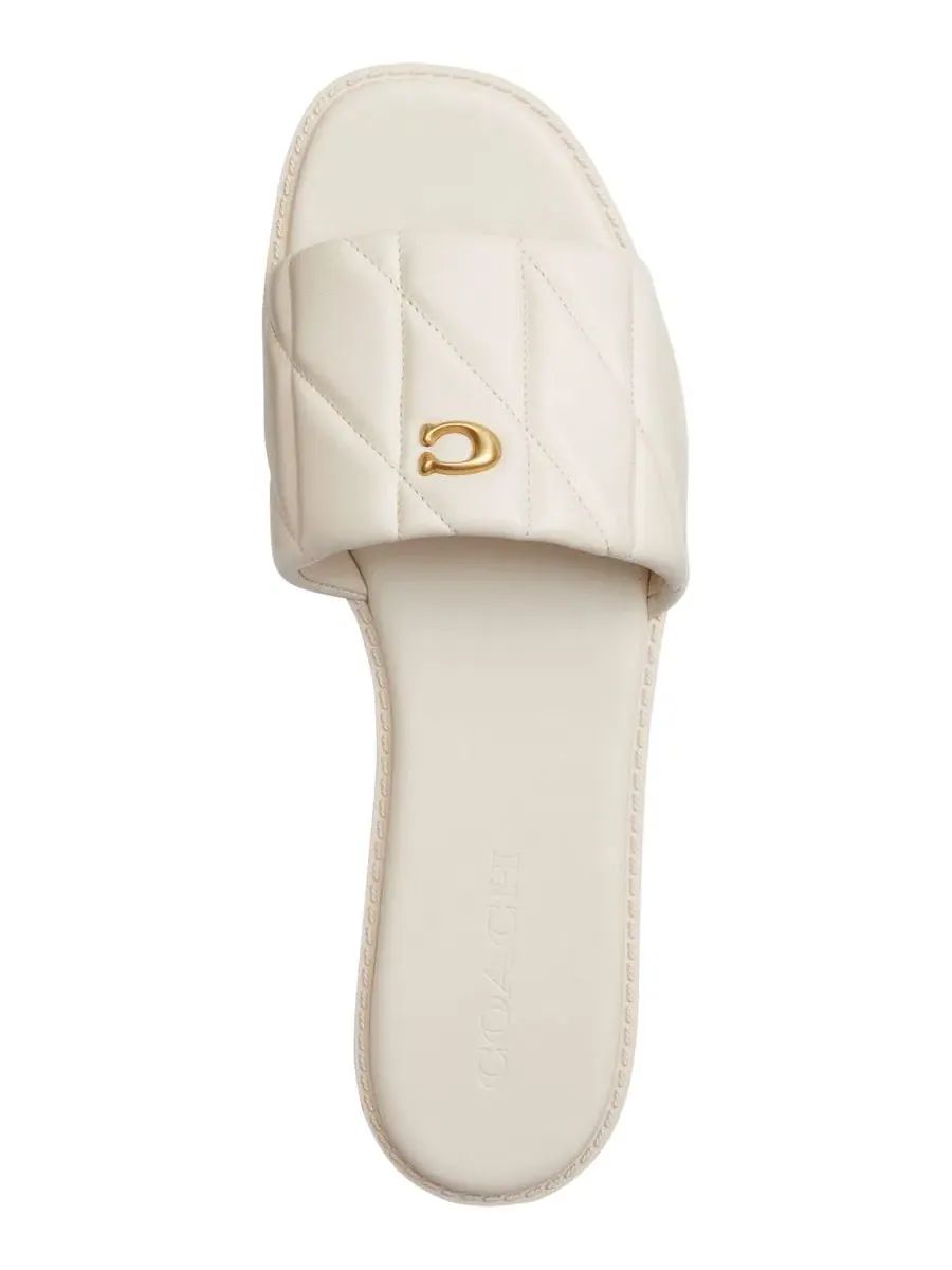 Женские стеганые кожаные сандалии Holly COACH — изображение 4 из 5, мел