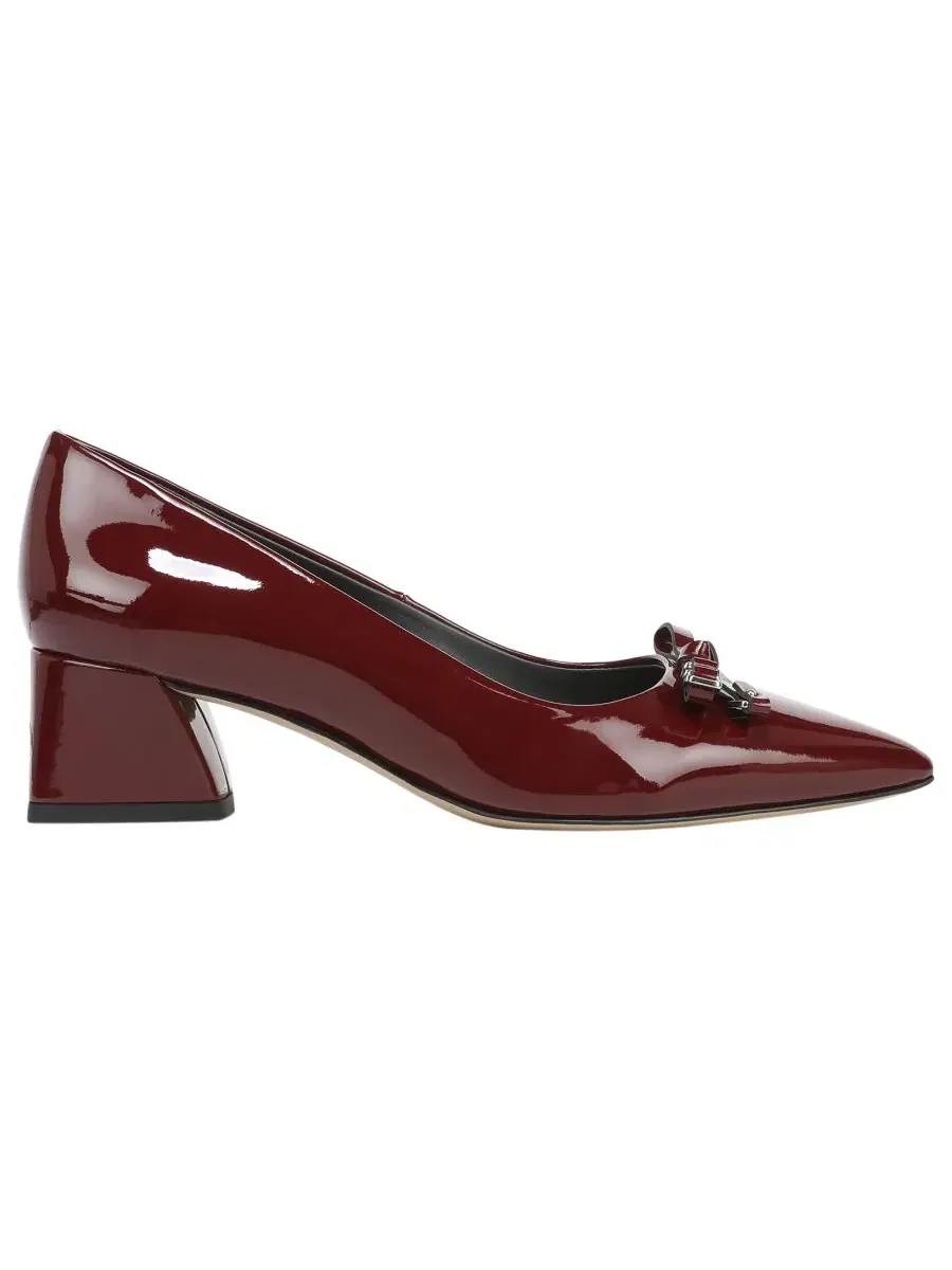 Туфли-лодочки с бантом, острый носок, каблук-блок Franco Sarto, Oxblood Faux Patent Leather — изображение 2 из 5