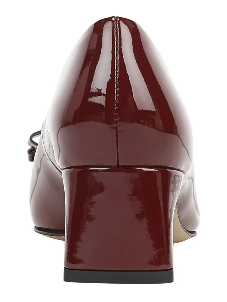 Туфли-лодочки с бантом, острый носок, каблук-блок Franco Sarto, Oxblood Faux Patent Leather — изображение 3 из 5