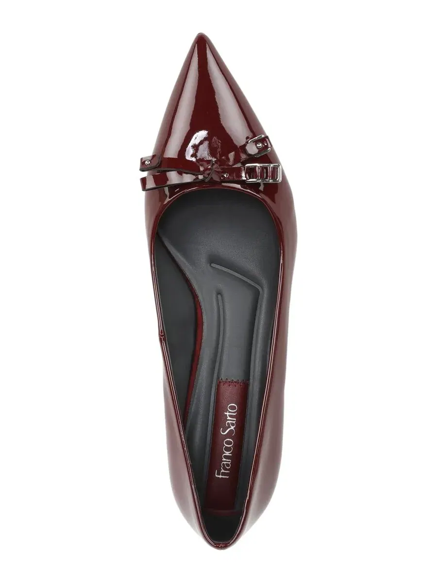 Туфли-лодочки с бантом, острый носок, каблук-блок Franco Sarto, Oxblood Faux Patent Leather — изображение 4 из 5